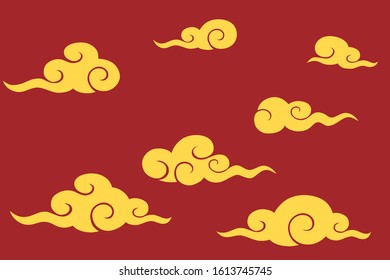Chinese new year background with gold cloud 