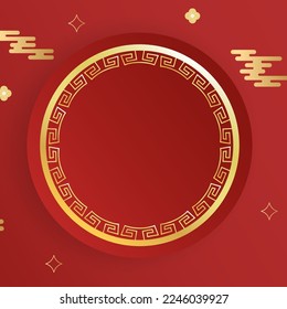 Chinese new year background with golden red circle  , Asian elements on red background, for online content, illustration Vector EPS 10