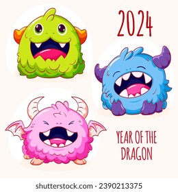 Happy Chinese New Year Cute Sticker Set. Vector Art & Graphics