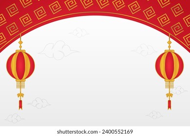 Chinese new year background with lantern ornament. Chinese New Year greeting card with free copy space area. vector design for banner, poster.