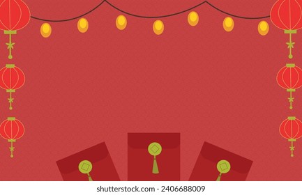 Chinese New Year background, lantern, angpao, vector