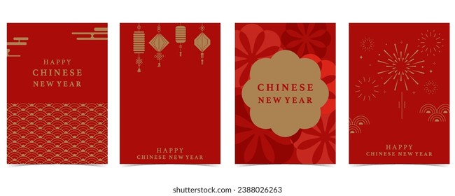 Chinese New Year background with lantern.Editable vector illustration for postcard,a4 size