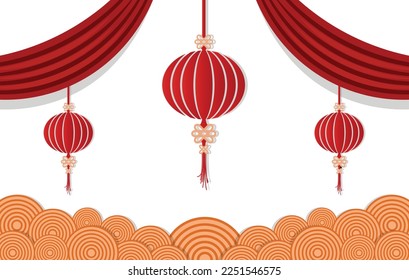 Chinese new year background with lanterns. Greeting card.