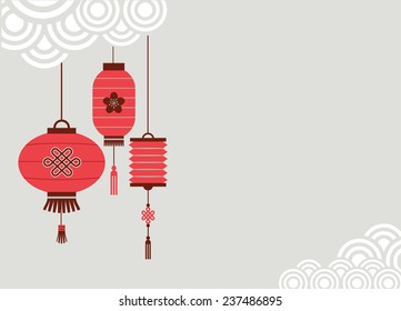 Chinesischer Neujahrshintergrund mit Laternen - Vektorgrafik
