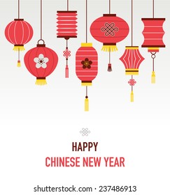 Chinese New Year background with lanterns - vector illustration 