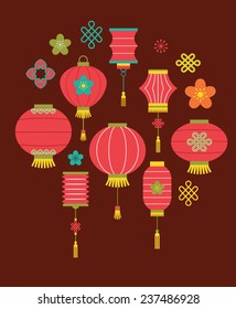 Antecedentes chinos de Año Nuevo con linternas - ilustración vectorial 