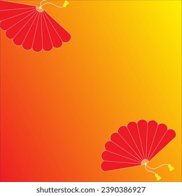 Chinese New Year background for poster, banner. Chinese hand fan on gradient background. Vector illustration