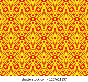 Chinese New Year background. Red and gold holiday graphic design. Vector seamless pattern