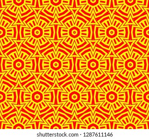 Chinese New Year background. Red and gold holiday graphic design. Vector seamless pattern