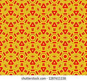 Chinese New Year background. Red and gold holiday graphic design. Vector seamless pattern