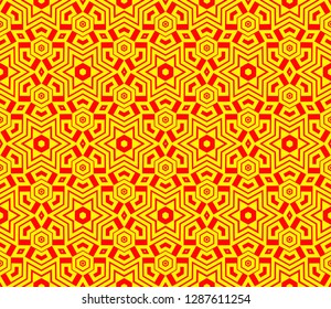 Chinese New Year background. Red and gold holiday graphic design. Vector seamless pattern