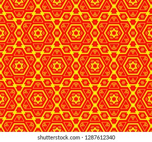 Chinese New Year background. Red and gold holiday graphic design. Vector seamless pattern