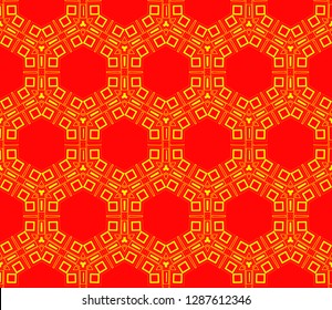 Chinese New Year background. Red and gold holiday graphic design. Vector seamless pattern