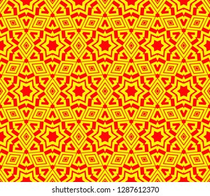 Chinese New Year background. Red and gold holiday graphic design. Vector seamless pattern