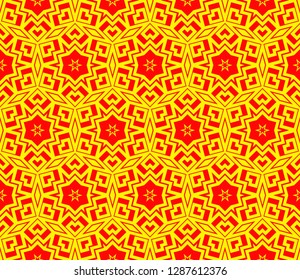 Chinese New Year background. Red and gold holiday graphic design. Vector seamless pattern