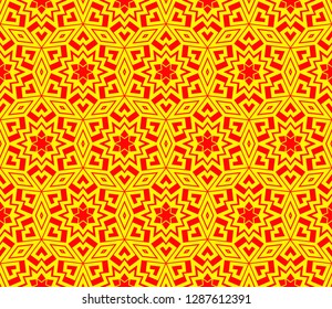 Chinese New Year background. Red and gold holiday graphic design. Vector seamless pattern