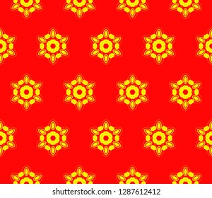 Chinese New Year background. Red and gold holiday graphic design. Vector seamless pattern