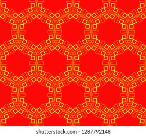 Chinese New Year background. Red and gold holiday graphic design. Vector seamless pattern