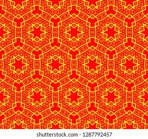 Chinese New Year background. Red and gold holiday graphic design. Vector seamless pattern