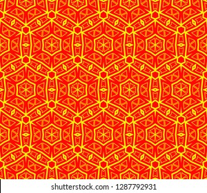 Chinese New Year background. Red and gold holiday graphic design. Vector seamless pattern