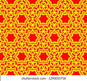 Chinese New Year background. Red and gold holiday graphic design. Vector seamless pattern