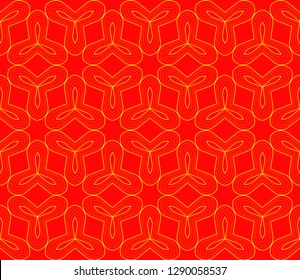 Chinese New Year background. Red and gold holiday graphic design. Vector seamless pattern