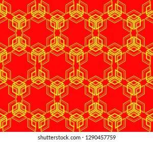 Chinese New Year background. Red and gold holiday graphic design. Vector seamless pattern
