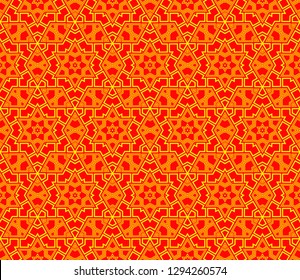 Chinese New Year background. Red and gold holiday graphic design, background , surface textures, banners. Vector seamless pattern