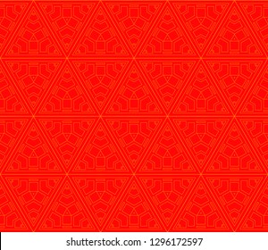Chinese New Year background. Red and gold holiday graphic design, background , surface textures, banners. Vector seamless pattern