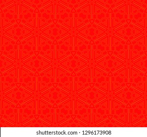 Chinese New Year background. Red and gold holiday graphic design, background , surface textures, banners. Vector seamless pattern