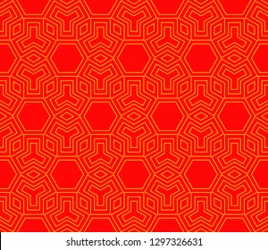 Chinese New Year background. Red and gold holiday graphic design. Vector seamless pattern