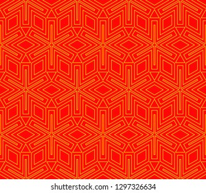 Chinese New Year background. Red and gold holiday graphic design. Vector seamless pattern
