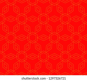 Chinese New Year background. Red and gold holiday graphic design. Vector seamless pattern