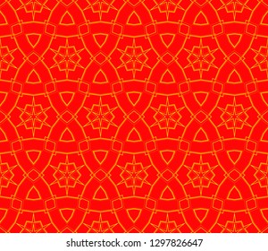 Chinese New Year background. Red and gold holiday graphic design, background , surface textures, banners. Vector seamless pattern