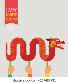 Chinese New Year background with red traditional dragon 