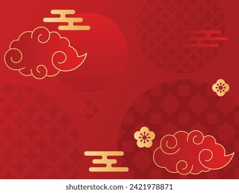 Antecedentes chinos del año nuevo, fondo de pantalla rojo. Patrón oriental, ilustración vectorial de diseño de banner cuadrado. 