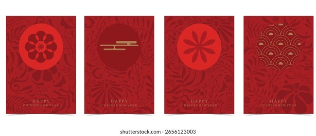 Fundo de ano novo chinês com decoração vermelha para design vertical A4