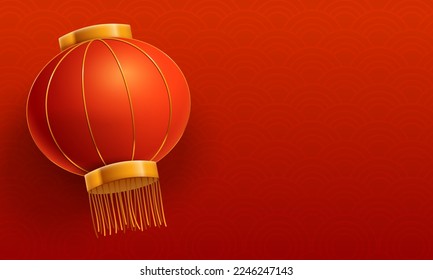 Chinese new year background template Illustrations with red pattern and big red lantern