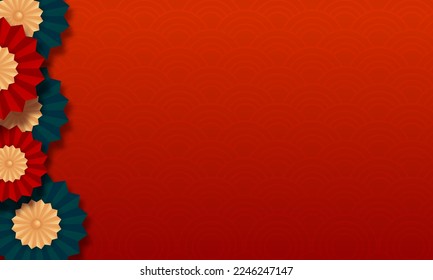 Chinese new year background template Illustrations with red pattern and chinese ornament