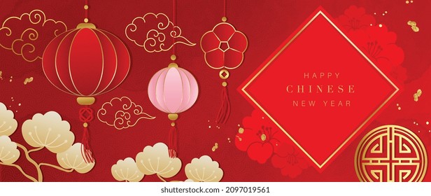 Chinese new year background vector. Oriental festive art design for place text and product images. Design for sale banner, cover and invitation.