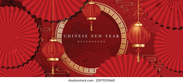 Chinese new year background vector. Oriental festive art design for place text and product images. Design for sale banner, cover and invitation.