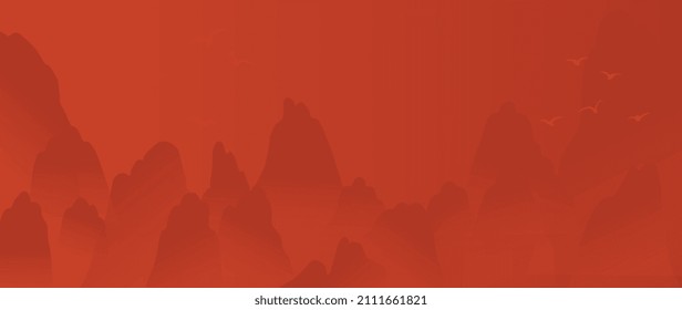 Chinese New Year Background Vector. Oriental Festive Art Mountain Design For Place Text And Product Images. Design For Sale Banner, Cover And Invitation.