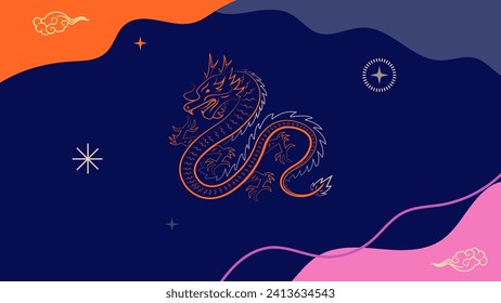 Chinese New Year background vector . Chinese dragon, colorful modern background design, Lunar holiday decoration vector. Oriental culture tradition illustration. 