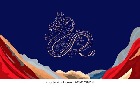 Vector de fondo de Año Nuevo chino . dragón chino, colorido diseño de fondo moderno, vector de decoración de vacaciones lunares. Ilustración de la tradición cultural oriental. 