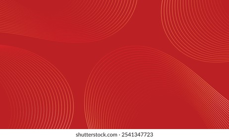 Chinese New Year background vector. Modern template design with wavy line on red background. Elegant oriental illustration for cover, banner, website, calendar, envelope.