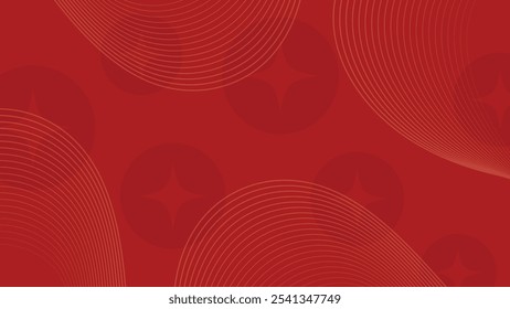 Chinese New Year background vector. Modern template design with coin, line on red background. Elegant oriental illustration for cover, banner, website, calendar, envelope.