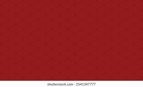 Vetor de fundo chinês Ano Novo. Design de modelo moderno com padrão de onda no fundo vermelho. Ilustração oriental elegante para capa, banner, site, calendário, envelope.