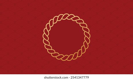 Vetor de fundo chinês Ano Novo. Design de modelo moderno com padrão de onda, quadro no fundo vermelho. Ilustração oriental elegante para capa, banner, site, calendário, envelope.