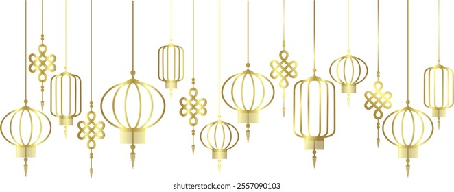 chinese new year background vector golden hanging lamp