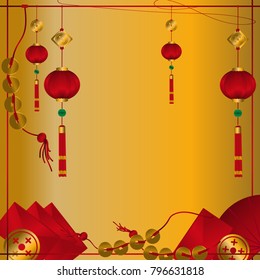 Chinese  New Year Background vector with space